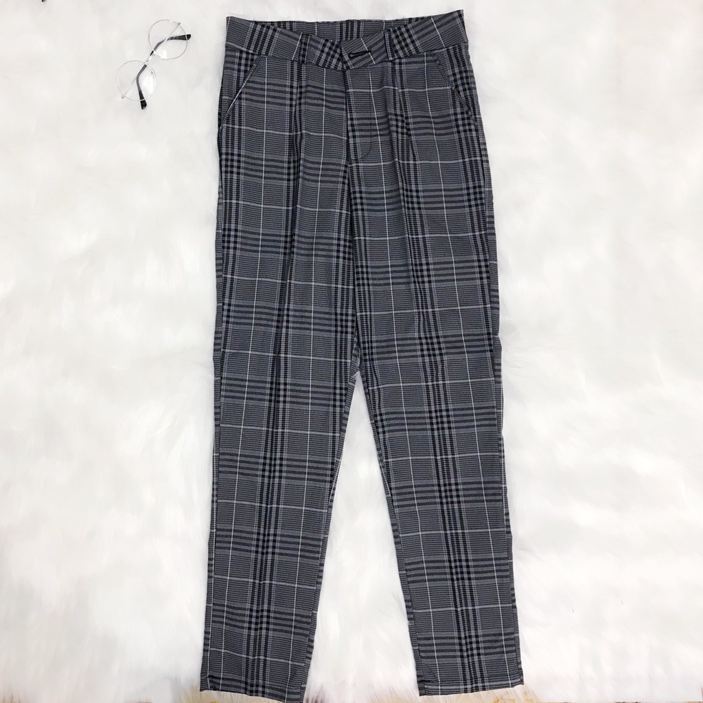 Quần kẻ caro ống đứng vải co giản cực đẹp | BigBuy360 - bigbuy360.vn