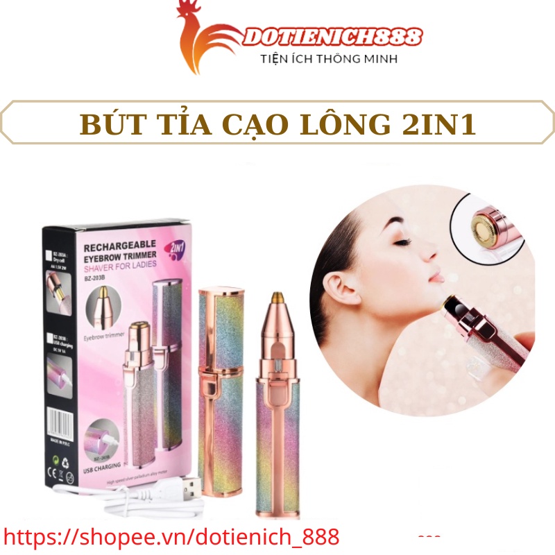 Bút tỉa lông mày cạo lông mũi Flawless 2in1 máy cạo lông tơ râu ria mép loại sạc điện đa năng