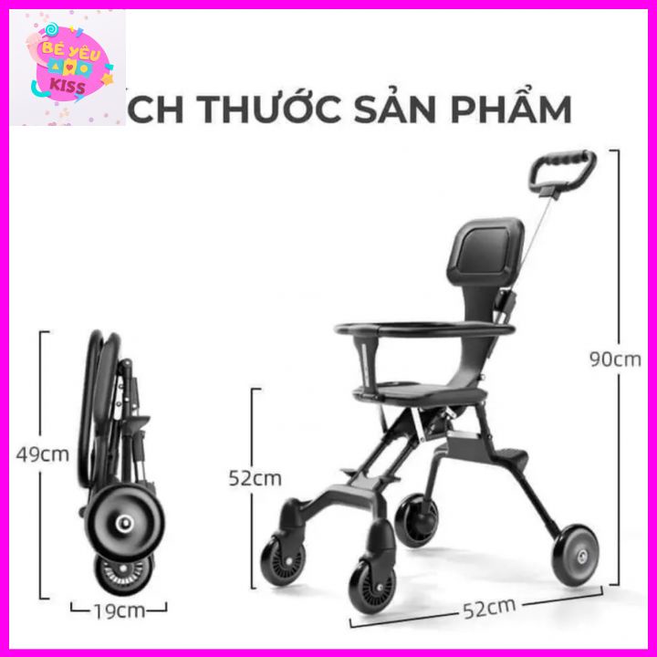 Xe đẩy cho bé ,Xe đẩy gấp gọn em bé đi du lịch đủ màu, xoay 2 chiều tặng kèm đệm lót.