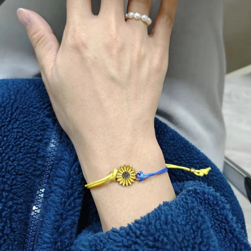 1 Vòng Tay Dây Bện Mặt Hoa Hướng Dương Nhỏ Sáng Tạo Có Thể Điều Chỉnh Dành Cho Cặp Đôi