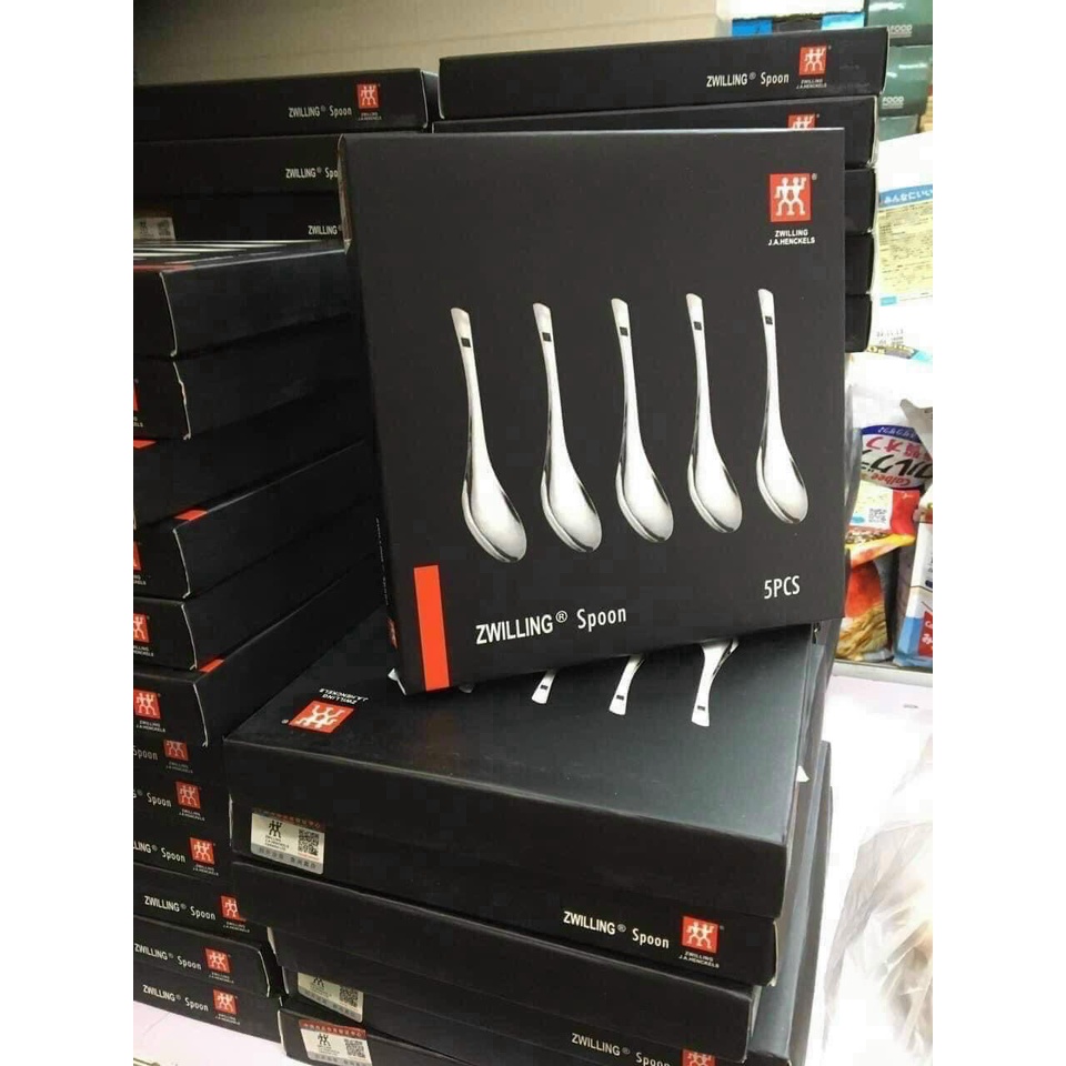 Set 5 Thìa Inox Cao Cấp Zwilling Đức Dáng Ngắn, FULLBOX , inox Cao Cấp Ăn Phở Cơm Cháo (SP200316)