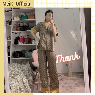 Đồ mặc nhà, bộ ngủ, Pijama chất lụa Latin mác nhà Sam mẫu Gucci vàng hottrend kèm ảnh thật