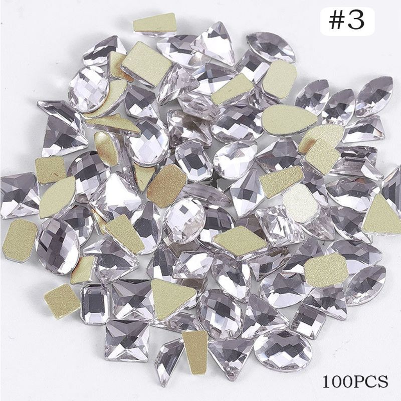[Hàng mới về] Set 100 đá giả đính móng trang trí nghệ thuật sáng bóng