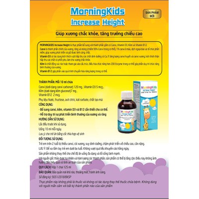 Siro tăng chiều cao Morningkids Increase Height – giúp phát triển xương ở trẻ - 125ml