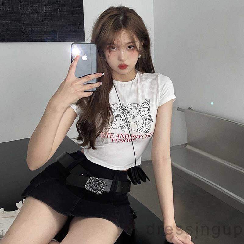 Áo Thun Ngắn Tay Cổ Tròn In Chữ Cá Tính Dành Cho Nữ