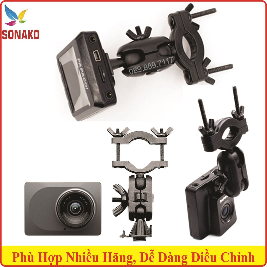 Giá treo camera hành trình lên cổ gương chiếu hậu đa năng