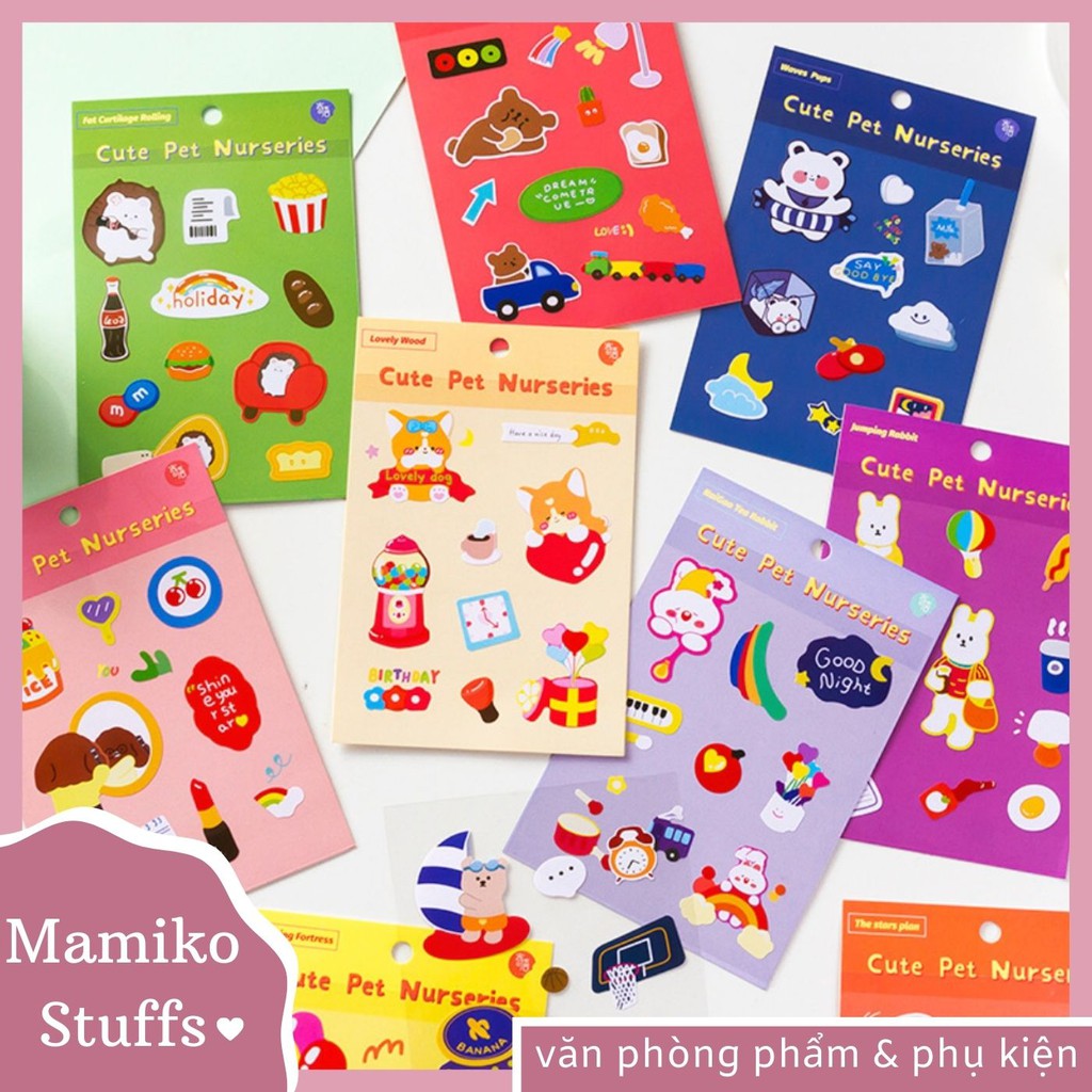 STICKER CUTE PET NURSERIES 8 MẪU