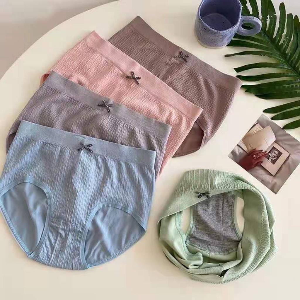 Set 5 Quần Lót Cotton Không Đường May Lưng Vừa Thoải Mái Chất Lượng Cao Cho Nữ