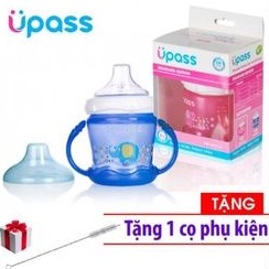 Bình tập uống nước núm mềm silicon mềm van chống sốc 180ml cho bé 6 tháng