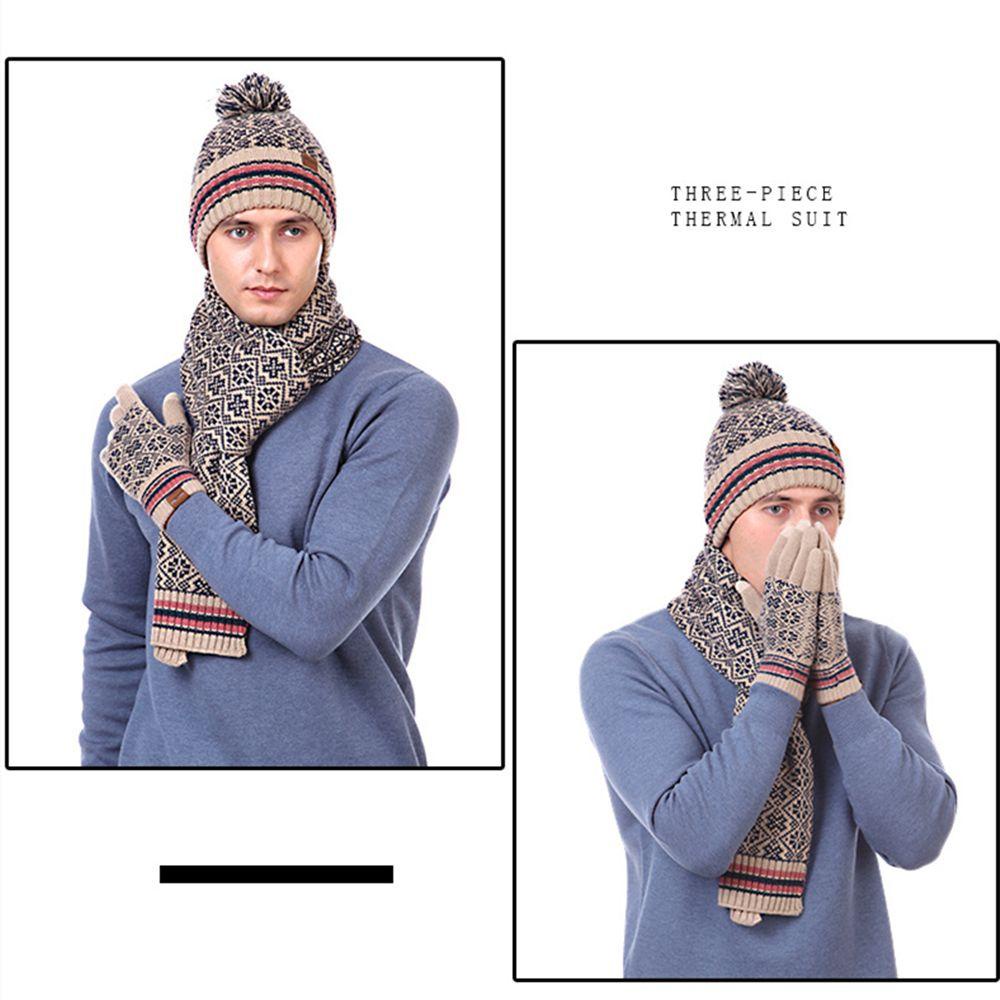 Set Mũ beanie + Găng Tay + Găng Tay + Găng Tay Dệt Kim Có Thể Chạm