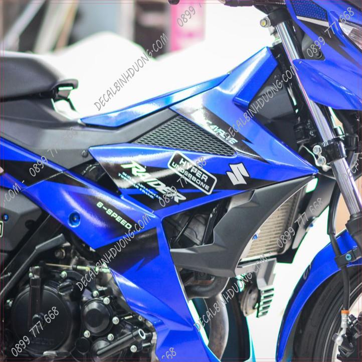 Decal Xe Máy - Tem Trùm Satria, Raider Xanh Bạc Đen Đẹp Nhất