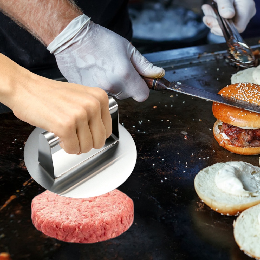 Dụng Cụ Ép Thịt Làm Bánh Hamburger Bằng Thép Không Gỉ Không Dính Mịn Chuyên Nghiệp