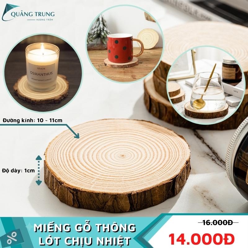 Đế lót ly cốc uống trà bằng gỗ chịu nhiệt tốt, Miếng lót nến thơm khoanh tròn chống nóng