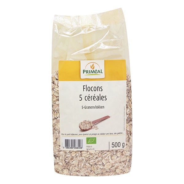 [PRIMEAL] HỖN HỢP 5 LOẠI NGŨ CỐC HỮU CƠ CÁN DẸT (500g) - Organic 5 Cereal Flakes