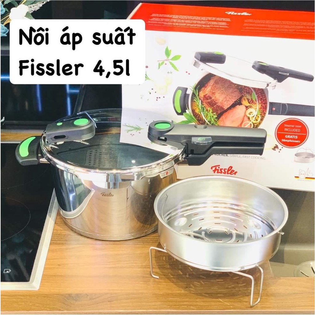 Nồi Áp suất Fissler 4,5L Vitaquick GREEN made in Germany kèm xửng hấp