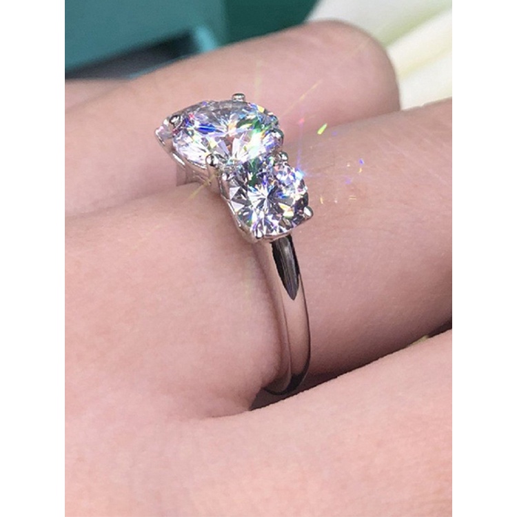 Nhẫn Đính Đá Zircon Đơn Giản Phong Cách Âu Mỹ
