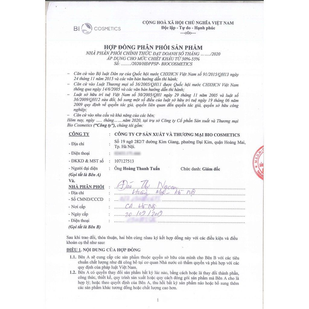 Sửa Rửa Mặt Giảm Mờ Mụn BIOCOSMETICS, Làm Sạch Da Và Làm Sáng Da 100ml