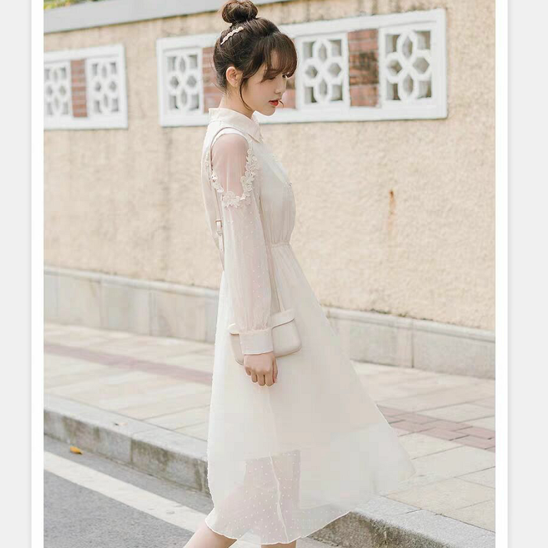 Đầm Voan Dài Tay Phối Lưới Xinh Xắn Dành Cho Nữ | BigBuy360 - bigbuy360.vn