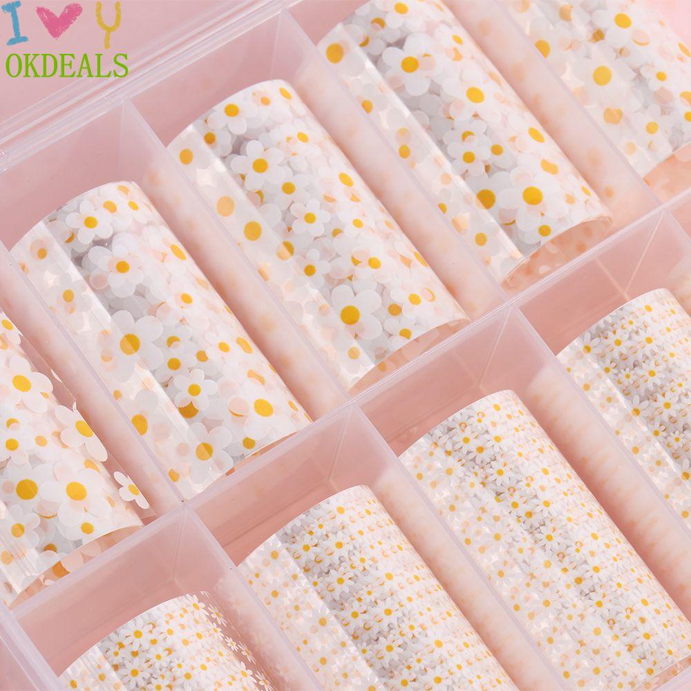 [Hàng mới về] Giấy decal chuyển họa tiết hoa trang trí móng tay 3D sáng bóng trong suốt DIY