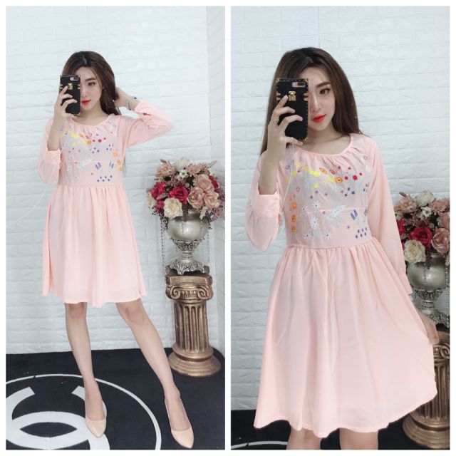 Đầm suông thêu cao cấp