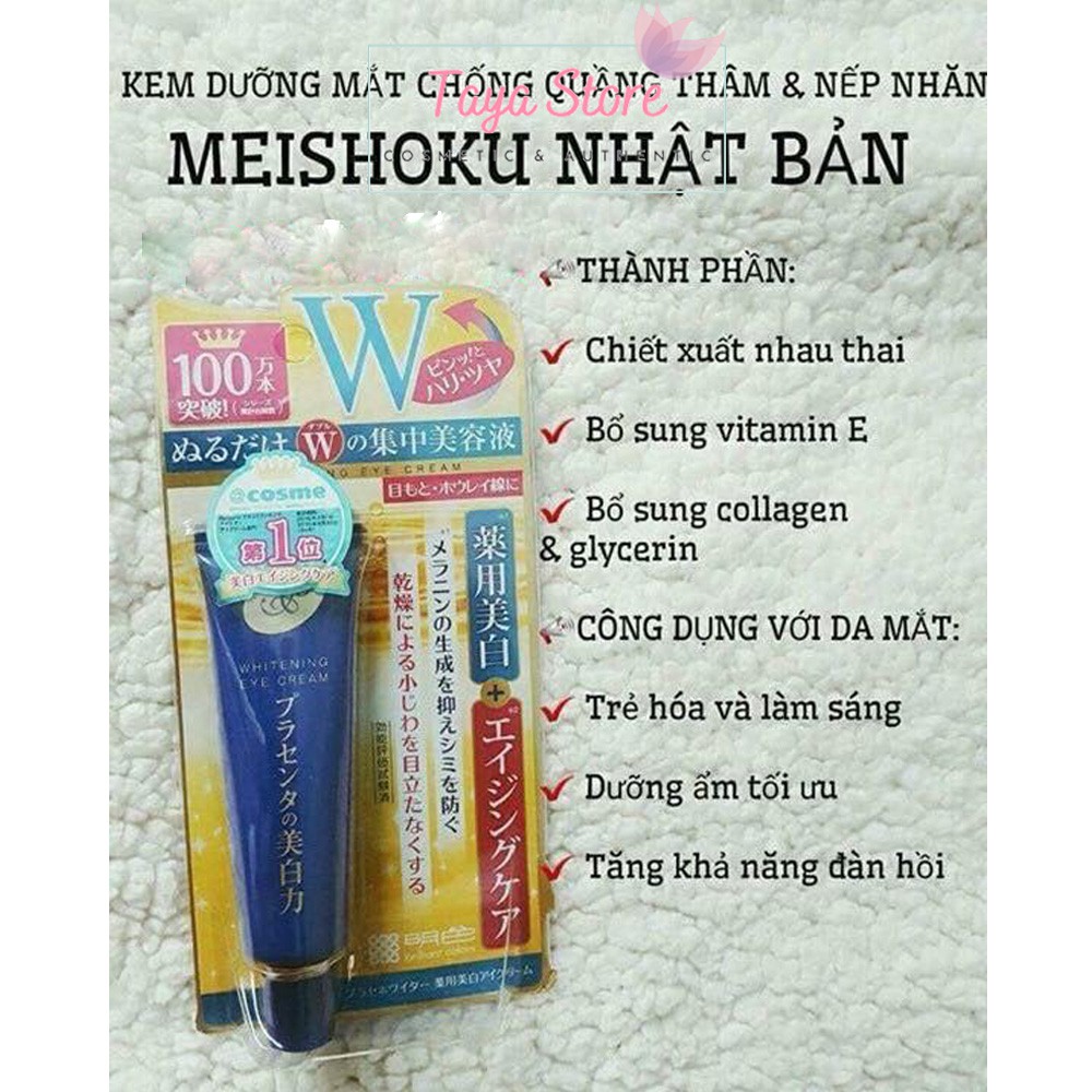 Kem mắt Meishoku Whitening Eye Cream đẩy lùi thâm xóa nhăn Nhật Bản 30gr