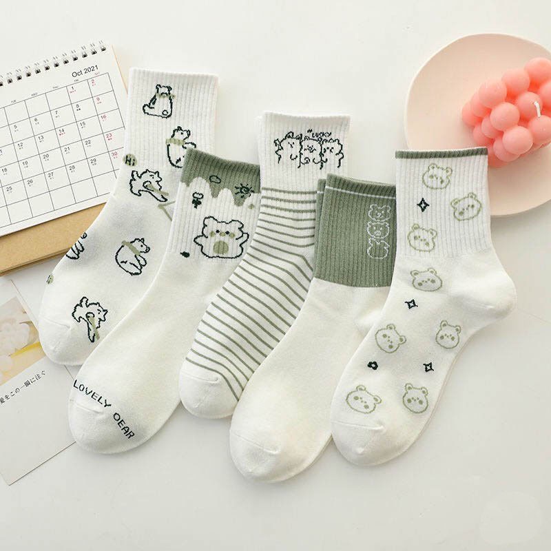 Vớ cao cổ nữ phong cách vintage chất đẹp, phối hình dễ thương, giao ngẫu nhiên, T033