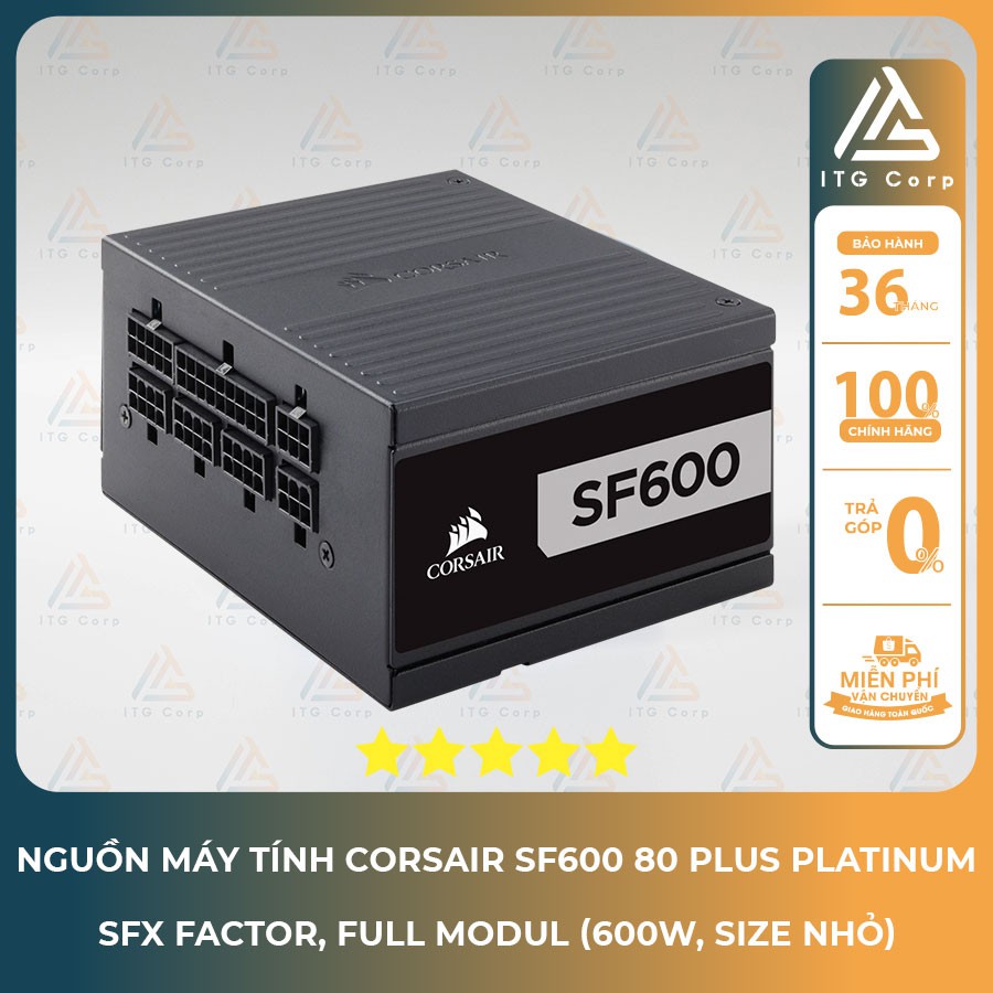 Nguồn CORSAIR SF600 - 80 Plus Platinum - SFX Factor - Full Modul (600W, size nhỏ)/BH 84 Tháng