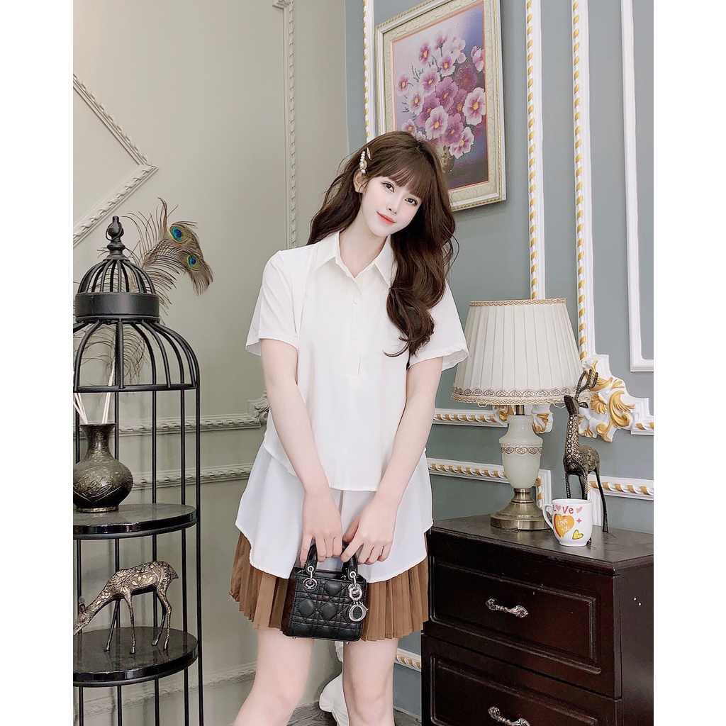 Áo Sơ Mi Dài Tay, Cộc Tay cho mẹ bầu công sở Mùa Hè, chất mềm mịn, không nhăn