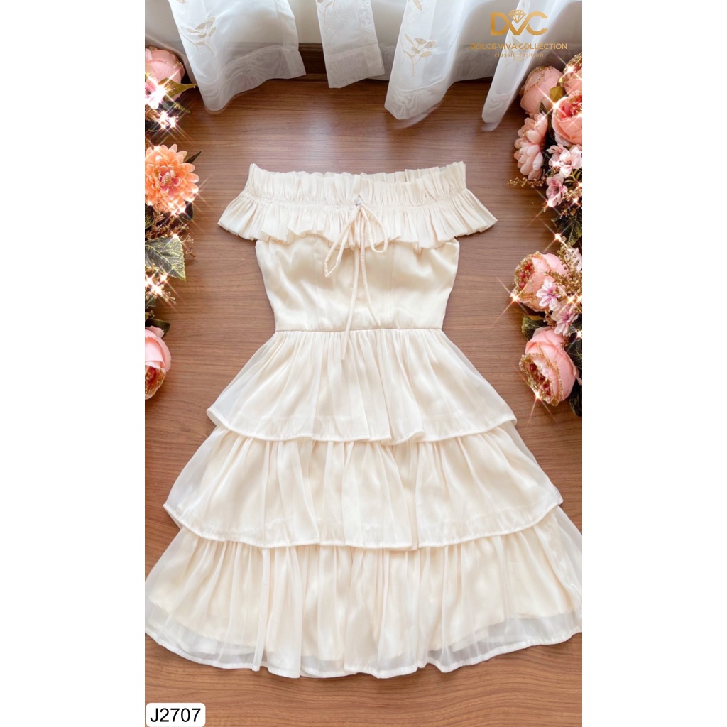 Jum voan kem trễ vai bèo buộc dây tầng J2707-DOLCE VIVA COLLECTION