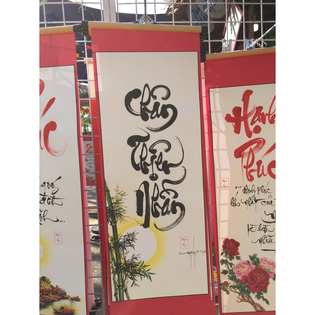 Tranh liễn thư pháp Chân Thiện Nhẫn