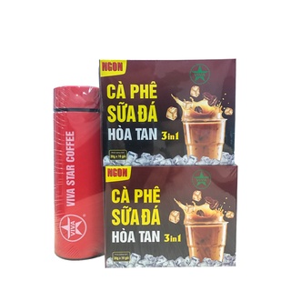 Combo 2 hộp cà phê sữa đá hòa tan 3in1 - Tặng kèm bình giữ nhiệt 500 ml