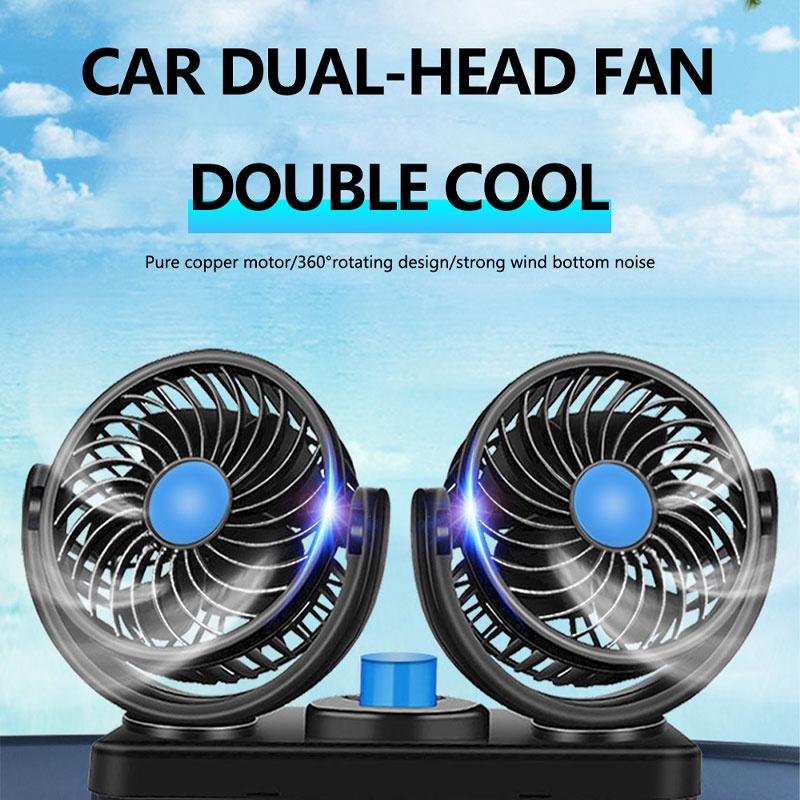 Quạt Điện Làm Mát Hai Đầu 12V 24V Có Cốc Hút Cho Xe Hơi Xe Tải