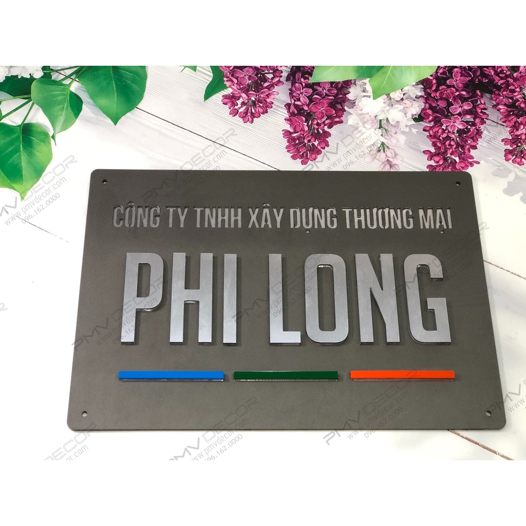 BẢNG, BIỂN TÊN CÔNG TY. Size 50*35cm Alcoest kết hợp Mica, chi tiết dán nổi đế mica trong 1cm, BCT-PMV116