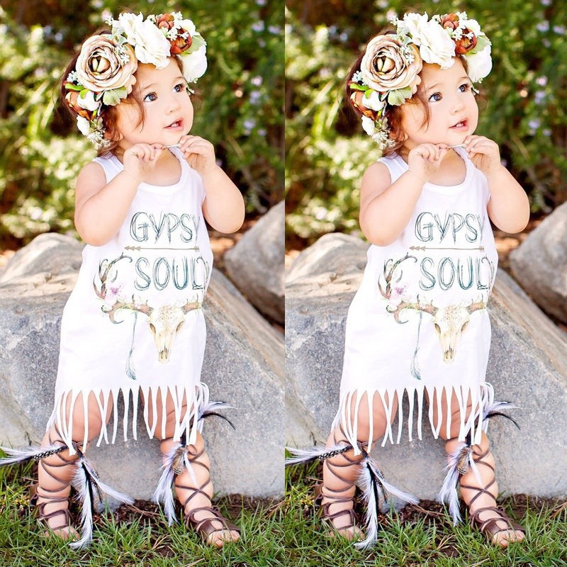 ღ♛ღNewborn Baby Kids Girl Dress Sleeveless Party Dress Summer Sundress Clothes 0-4Y
