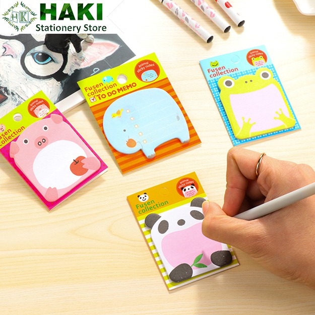 Giấy note hình động vật dễ thương HAKI, giấy ghi chú 20 tờ 8*6cm NO2