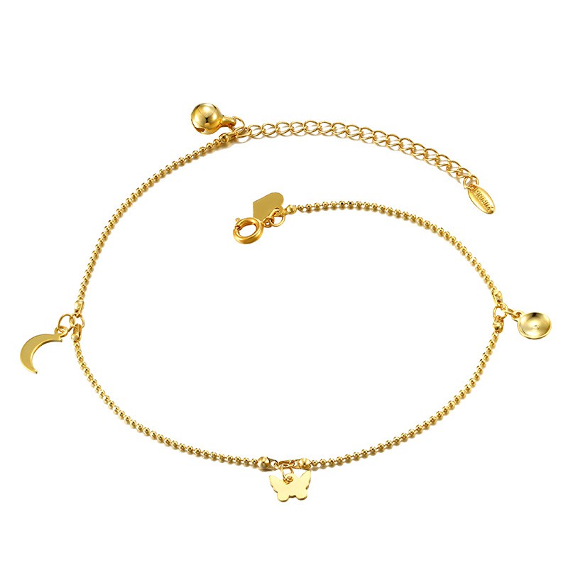 Lắc Chân Nữ Mạ Vàng 24K, Thiết Kế Họa Tiết Hình Trăng Trái Tim Trang Nhã - XPLC07