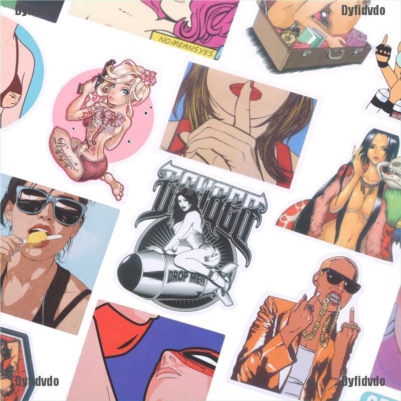 50 Miếng Dán Trang Trí Laptop, Ván Trượt Hình Gợi Cảm