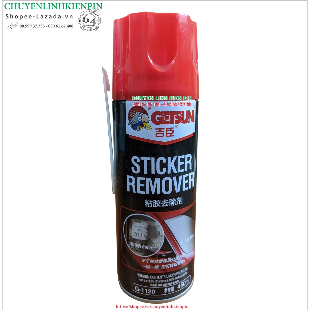 Xịt tẩy keo, băng dính, nhựa đường Getsun G-1120 Sticker Remover 450ml ( BL64_175 )