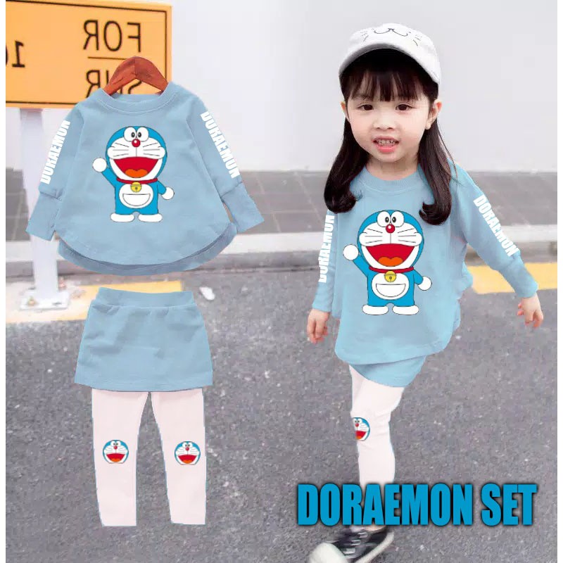 Bộ Quần Áo In Hình Doraemon / Minnie Đáng Yêu Cho Bé Gái