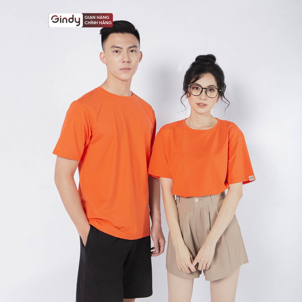Áo phông nữ form rộng tay lỡ unisex cổ tròn GINDY Basic Tee thun nữ form rộng đủ size tay lỡ unisex cotton A038