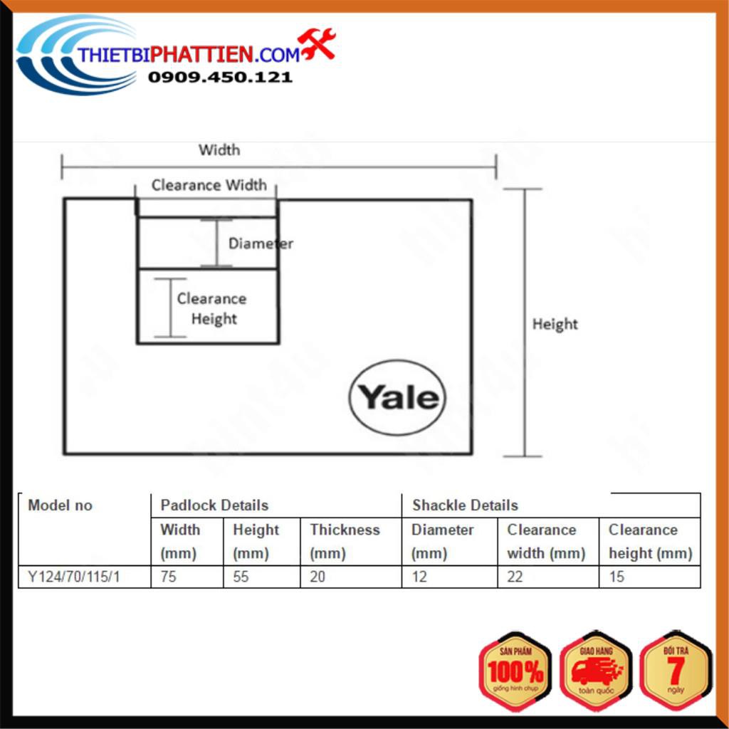 FREESHIP Ổ khóa cầu ngang Yale Y124/70/115- khóa bấm, khóa chống cắt Nhập Khẩu Chính Hãng