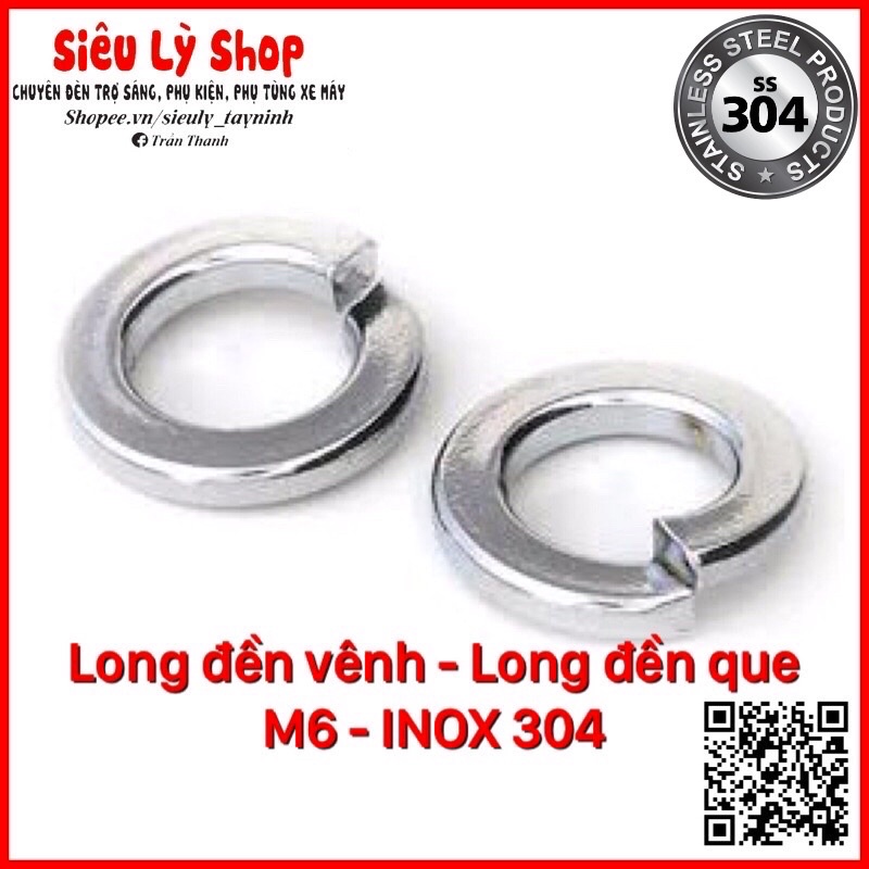 Long đền vênh - Long đền que M6 INOX 304 (Set 50cái)