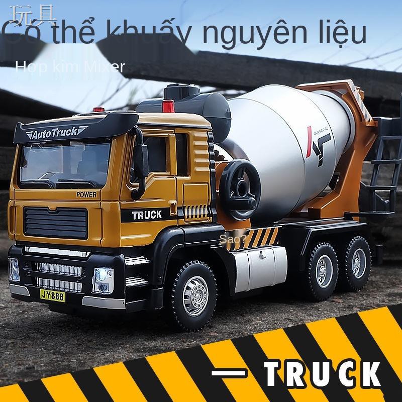 HMáy trộn hợp kim đồ chơi bê tông xi măng xe tải kỹ thuật trẻ em mô hình bồn cậu bé