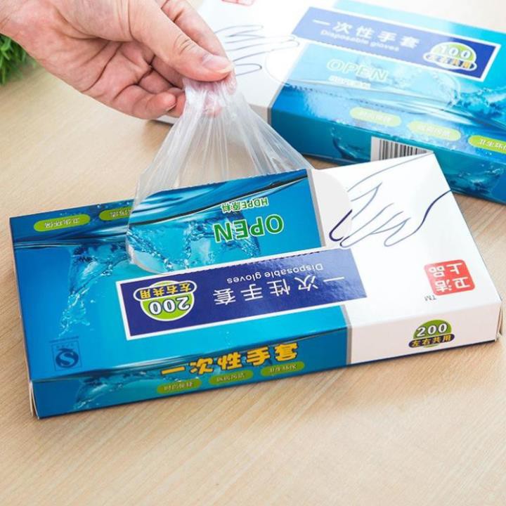 Hộp 100 Bao tay ni lông, găng tay dùng 1 lần - K14