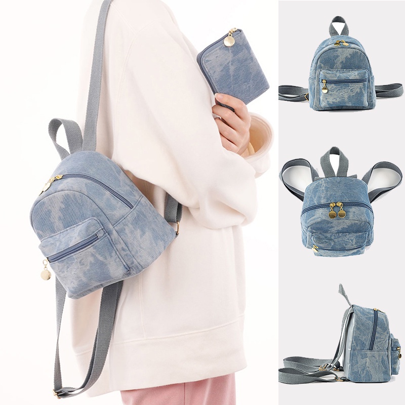 Balo mini Chất liệu Denim Thiết Kế Phong Cách Hàn Quốc Balo Nữ Đi Học Đẹp Unisex