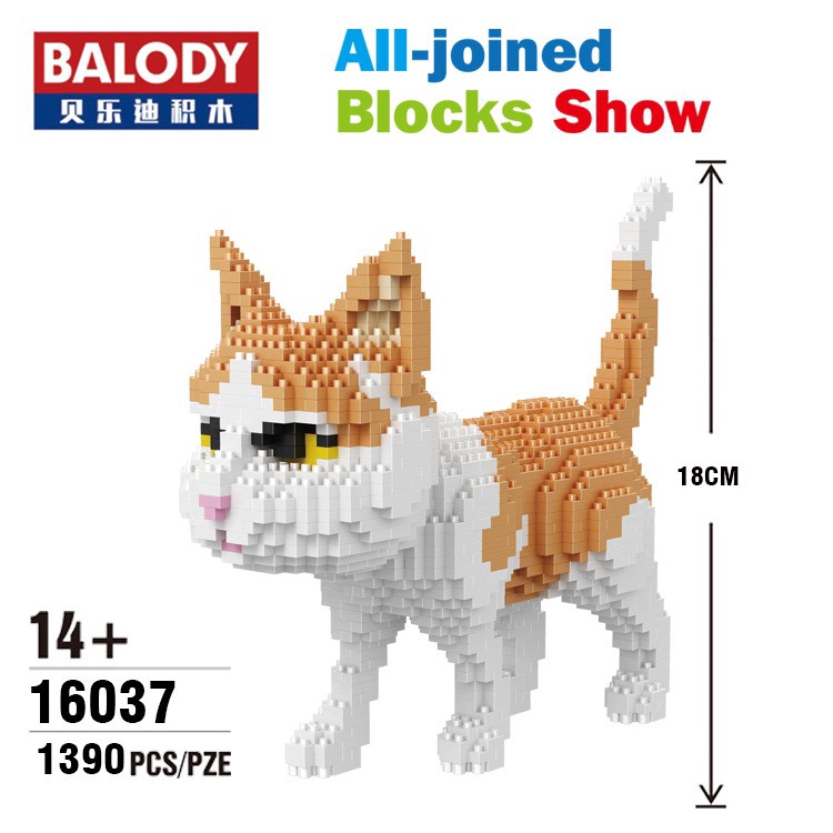 MB262 Walking Cat Animal ABS DIY Diamond Mini Building Nano Blocks Bricks Toys