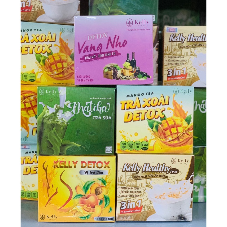 KELLY DETOX GIẢM CÂN CÁC VỊ (ĐÀO/BÍ ĐÁO/TÁO XANH/TRÀ XOÀI/TRÀ SỮA, MATCHA/NGŨ CỐC ĂN KIÊNG)-hàng chuẩn