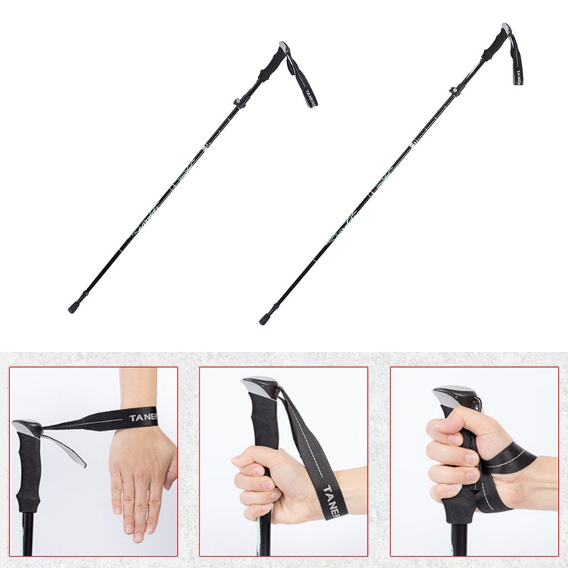 QQ Gậy Leo Núi Bằng Nhôm Siêu Nhẹ 5 Phần Gấp Gọn Tiện Dụng Mang Theo Du Lịch Cắm Trại