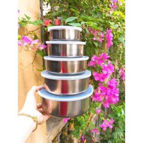 Quà tặng - Bộ  bát inox cao cấp có nắp đậy