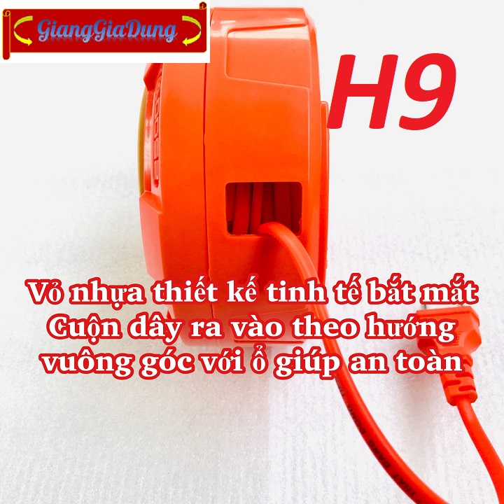 Ổ Cắm Điện Tròn Xoay Tay Lõi Sứ R95 SOPOKA, Dài 9.5 Mét, Chịu Tải Cao 2500W